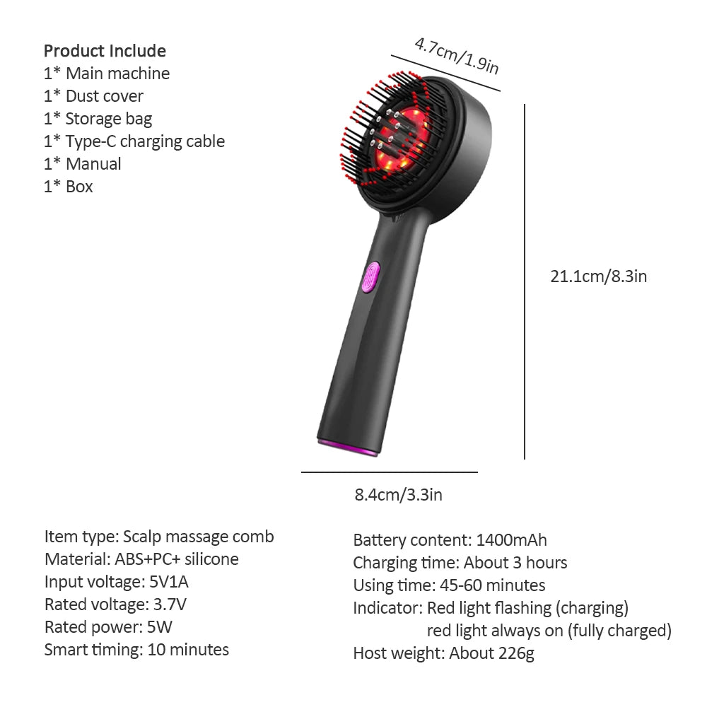 Recoviax ScalpRevive Pro — 5-in-1 Electric Scalp Massager with Red Light Therapy for Hair Growth