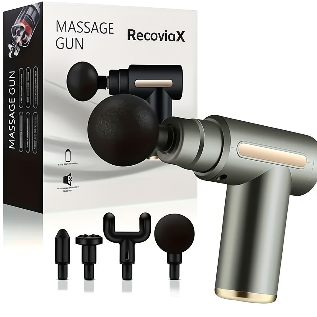 RecoviaX Massage Gun – Deep Tissue Percussion Massager for Muscle Recovery & Pain Relief
