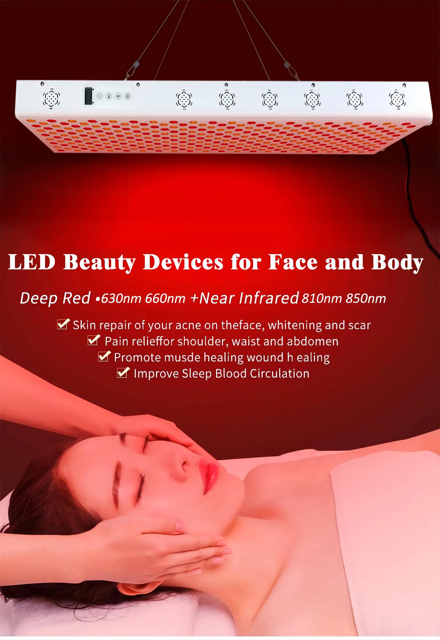 Dual Chip Red Light Therapy Panel for Face and Body