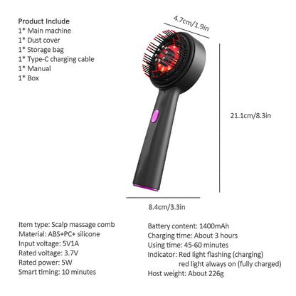Recoviax ScalpRevive Pro — 5-in-1 Electric Scalp Massager with Red Light Therapy for Hair Growth