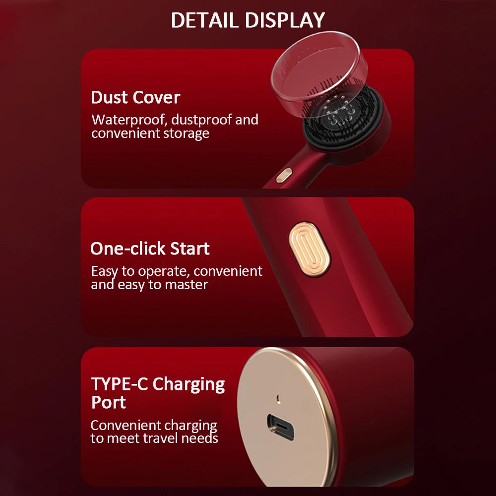 Red handheld device with features highlighted on a red background